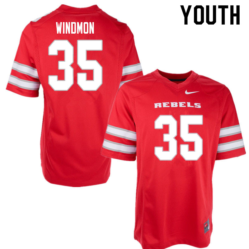 Youth #35 Jacoby Windmon UNLV Rebels College Football Jerseys Sale-Red